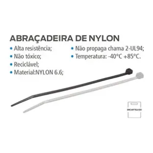 ABRAÇADEIRA DE NYLON BRANCO CENTRO 4,8 X 200MM ( KALA )