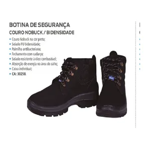 BOTINA COM CADARÇO COURO NOBUCK PRETO 35