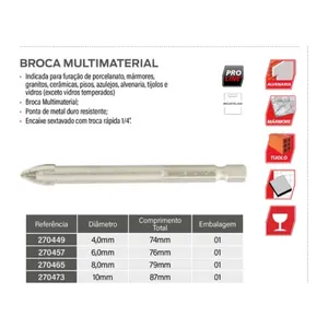 BROCA VIDEA P/ PORCELANATO E VIDRO 4MM ( WORKER)