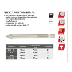 BROCA VIDEA P/ PORCELANATO E VIDRO 6MM ( WORKER)
