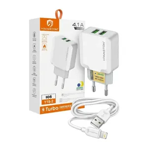 CARREGADOR 2USB , 4.1A + CABO IPHONE ( HMASTON )