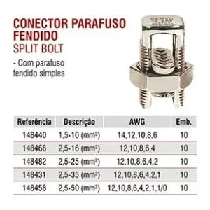 CONECTOR FENDADO ALUMINIO 10MM
