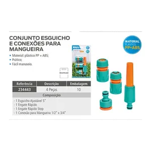 CONJUNTO PARA MANGUEIRA JARDIM 4PCS TRAMONMTINA/ KALA/VILA  ( RETO )