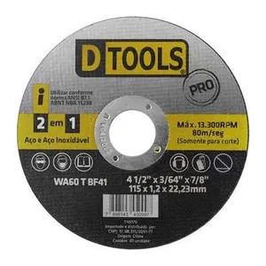 DISCO DE CORTE AÇO / INOX 4,5'' (115X1,0X22,22MM)