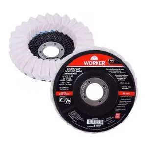 DISCO FLAP COM FELTRO 4.1/2 115MM FURO 22MM VILA ( PARA POLIR INOX )