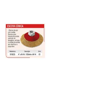 ESCOVA DE AÇO CIRCULAR CONICA 4" X M14 ( LATONADO WORKER )