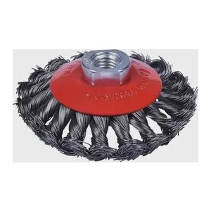 ESCOVA DE AÇO CIRCULAR CONICA 4" X M14 TRANÇADA ( CARBONO WORKER ) (982105 )