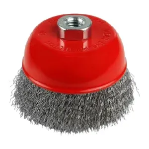 ESCOVA DE AÇO TAÇA 100MM X M14 LATONADO/ CARBONO ( MISTER )