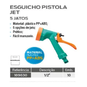 ESGUICHO PISTOLA PVC 5 JATOS JET 1/2" - KALA