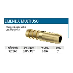 GAS EMENDA 3/8 TM (INTERNA) ( MANGUEIRA DE GAS)