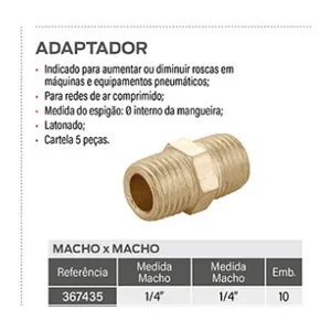 GAS NIPEL LATAO 1/4 NPT X 1/4 NPT
