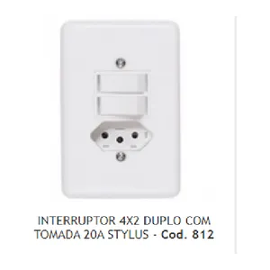 INTERRUPTOR STYLUS 2 TECLA E TOMADA 20A
