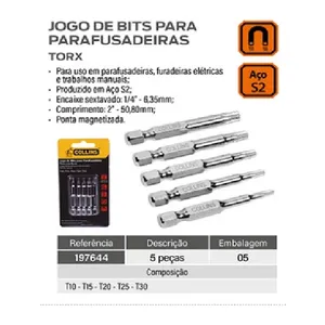 JOGO DE BITS TORX 5 PÇ