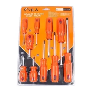 JOGO DE CHAVE DE FENDA / PHILIPS 10 PÇ VILA