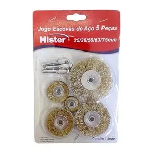 JOGO DE ESCOVA DE AÇO ROTATIVA 5 PCS MISTER(DISCO)