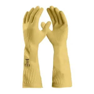 LUVA EPI WK47 LATEX AMARELA LONGA M ( RANHURADA )
