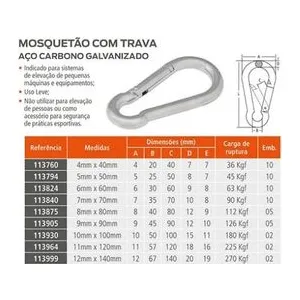 MOSQUETAO C/TRAVA 6X60 120KG