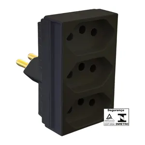 PINO TE 2P+T 20A TRIPLO FRONTAL PRETO ( ILUMI )