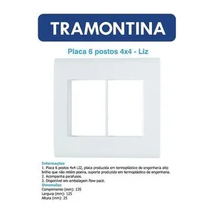 PLACA LIZ TRAMONTINA 4X4 P/ 4 OU 6 MODULO