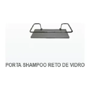 PORTA SHAMP RETO DE METAL C/VIDRO TEMPERADO BLACK