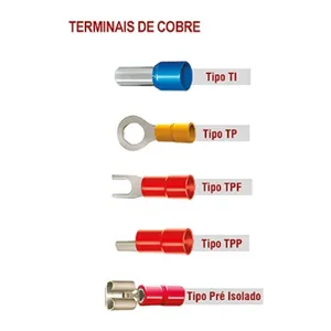 TERMINAL DE FIO MACHO/FEMEA/PINO/LUVA AMARELO/AZUL/VERMELHO