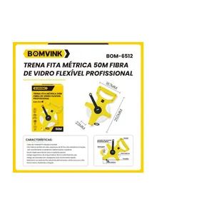 TRENA FITA METRICA 50M FIBRA DE VIDRO FLEXIVEL PROFISSIONAL ( BOMVINK )