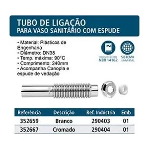 TUBO DE LIGAÇAO AJUSTAVEL 230MM CROMADO